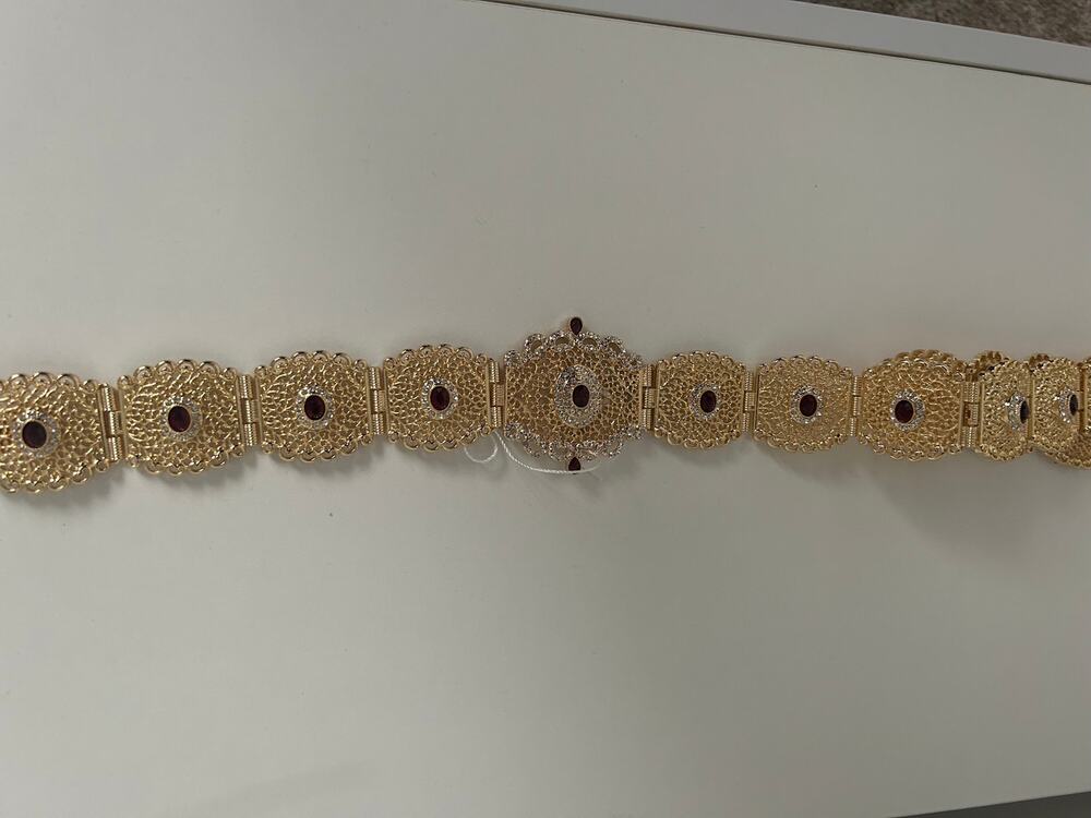 Gold Belt With Red Gems